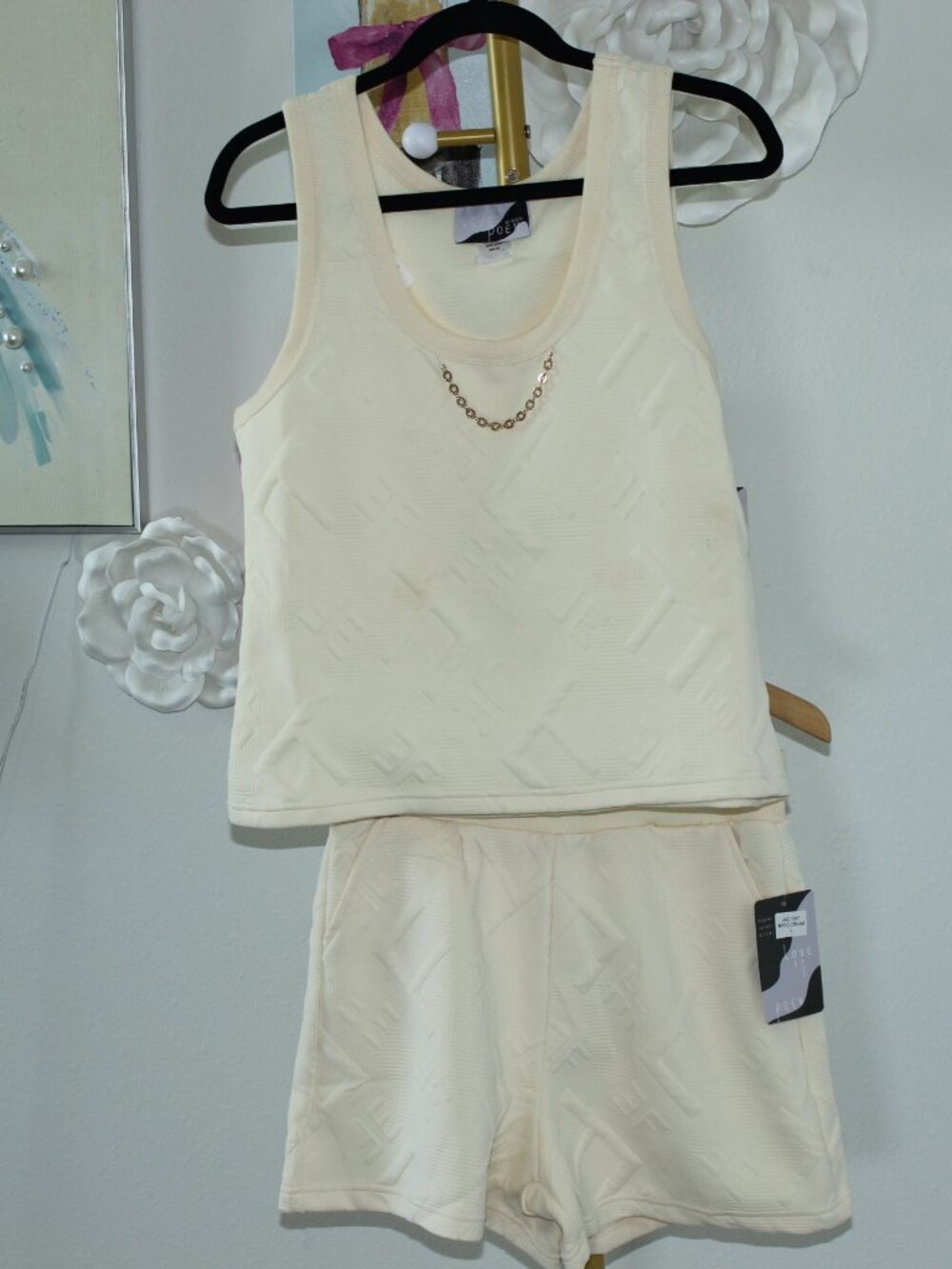 Jacquard Chain-Link Decor Casual Two Piece Set